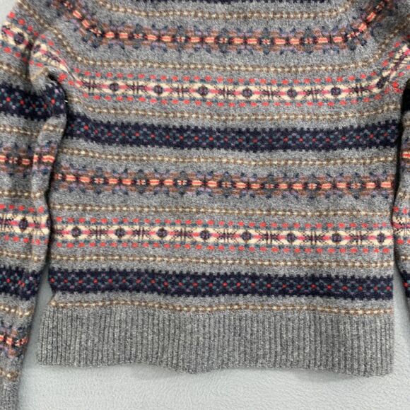 J Crew Sweater Womens Medium Lambs Wool Pullover Aztec Southwestern Winter - Picture 13 of 16